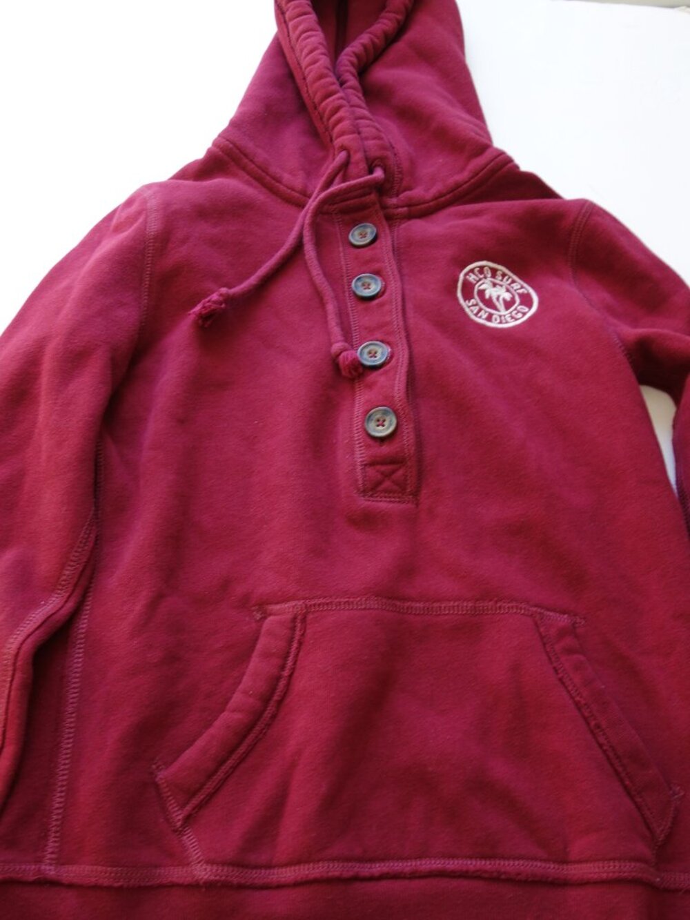 HOLLISTER CALIFORNIA XS BURGANDY HCO SURF SAN DIEGO SWEAT SHIRT WITH HOOD Vintag